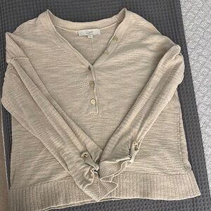 LOFT Beige V-Neck Sweater